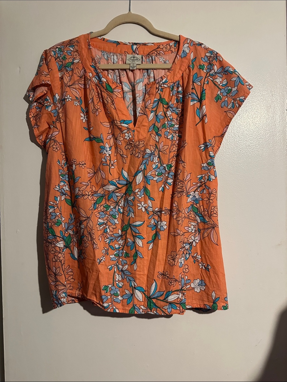 St. John's Bay Orange Floral V-Neck Top